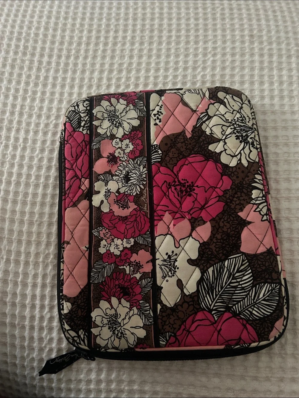 Vera Bradley Pink Brown Floral Quilted Small Laptop Case